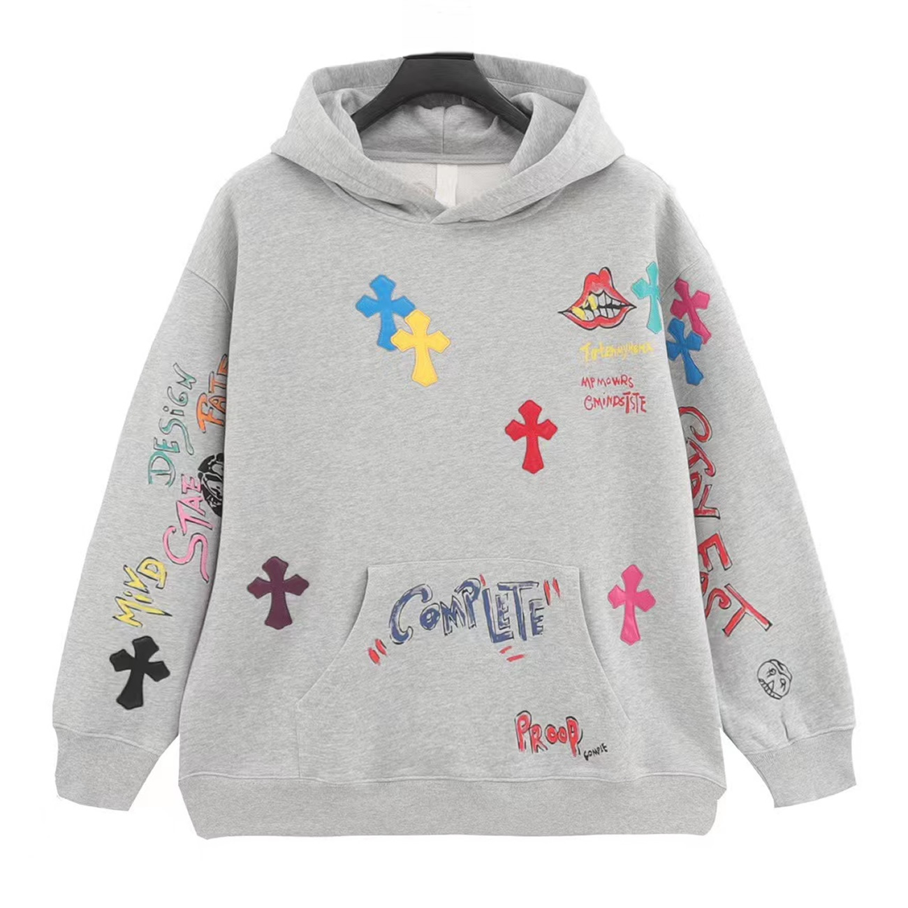 Chrome Hearts Multi Color Cross Hoodie Black White Gray (1) - newkick.cc